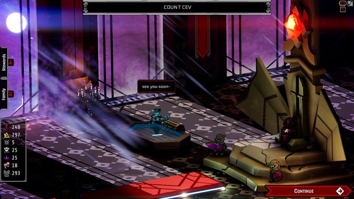 Count Cev confronts the Sovereign in the throne room