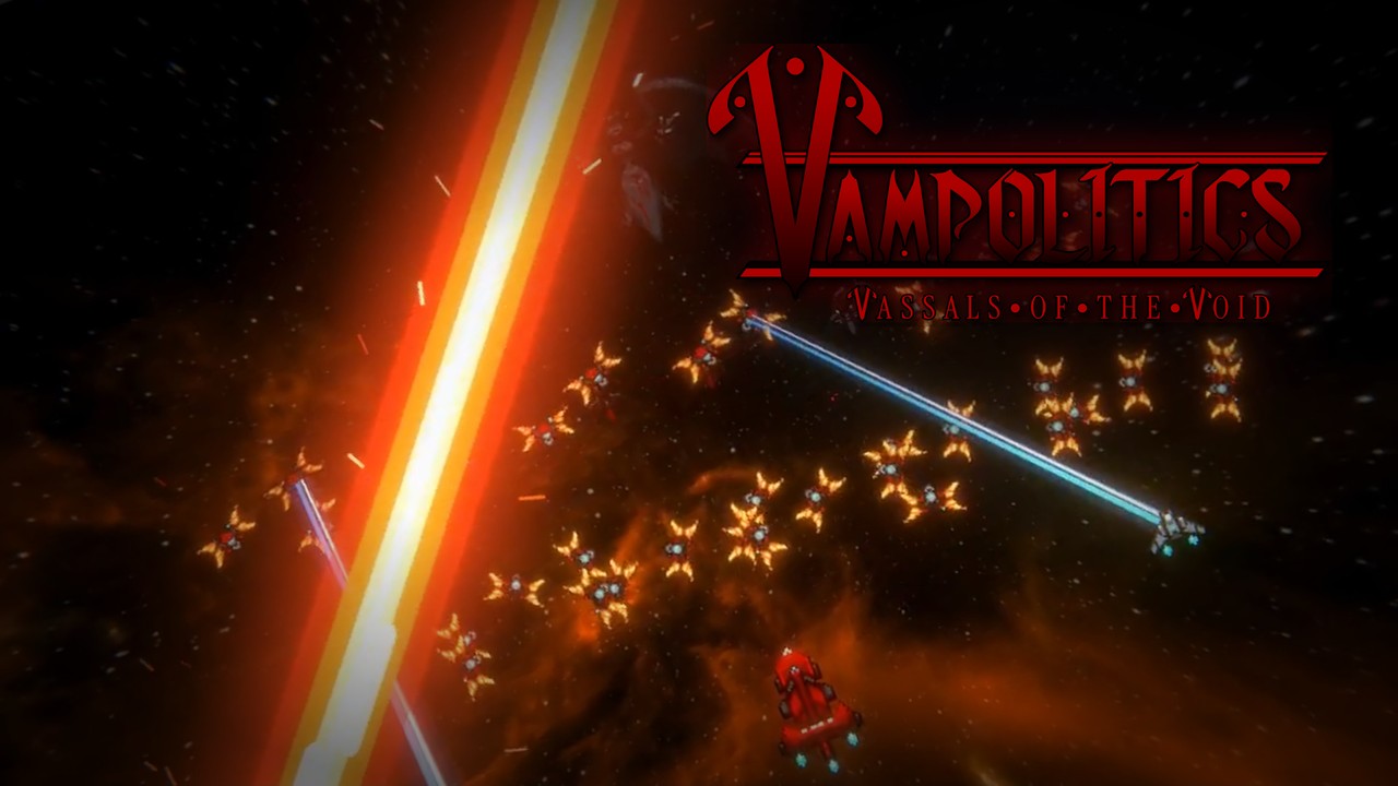 The Vampolitics logo over a fleet battle, from the release trailer